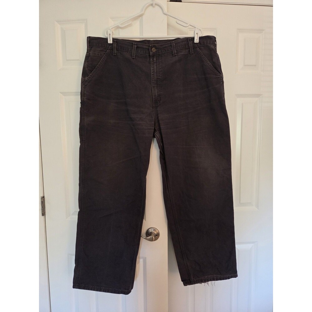 Carhartt B11-PTL Washed Duck Work Dungaree Pants Cotton Petrol Gray Men's 44x30 - Picture 2 of 6